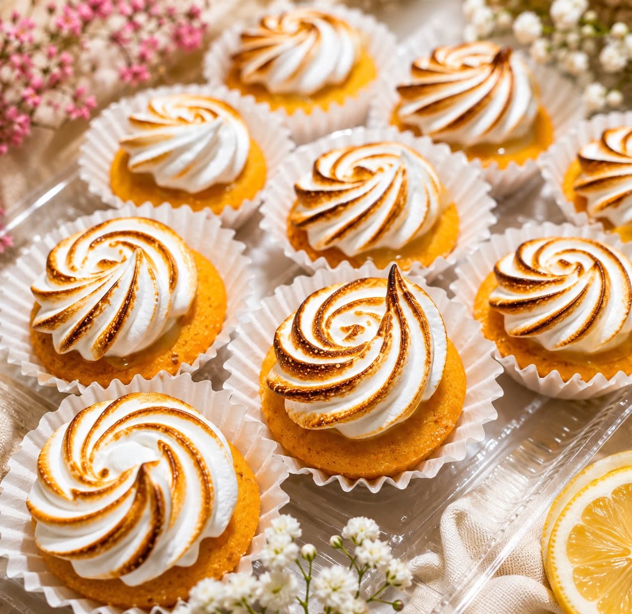 Cupcakes coronados con merengue tostado