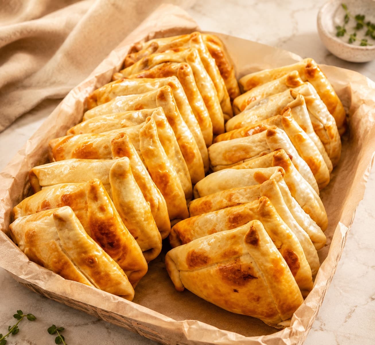 Empanadas de horno doradas recién salidas