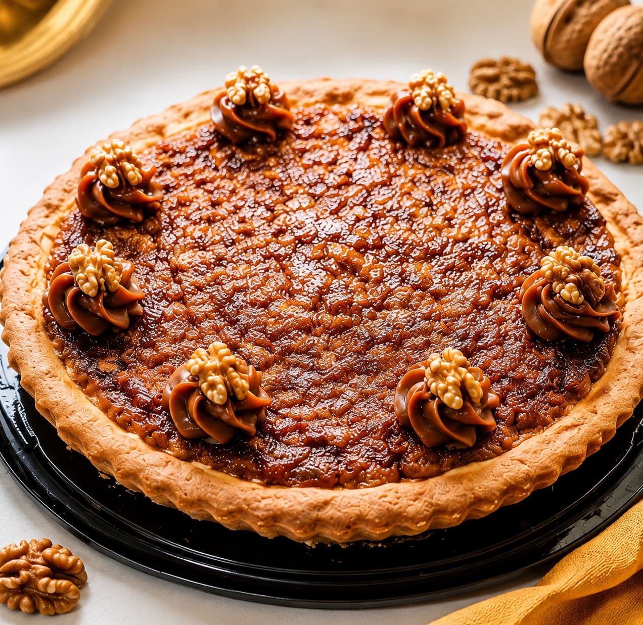 Kuchen entero con nueces caramelizadas encima